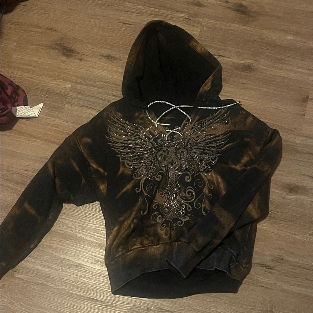 Affliction Black and Brown V-Neck Sweater